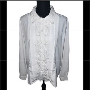Vintage Christie & Jill Pearl Embellished Blouse Size 14